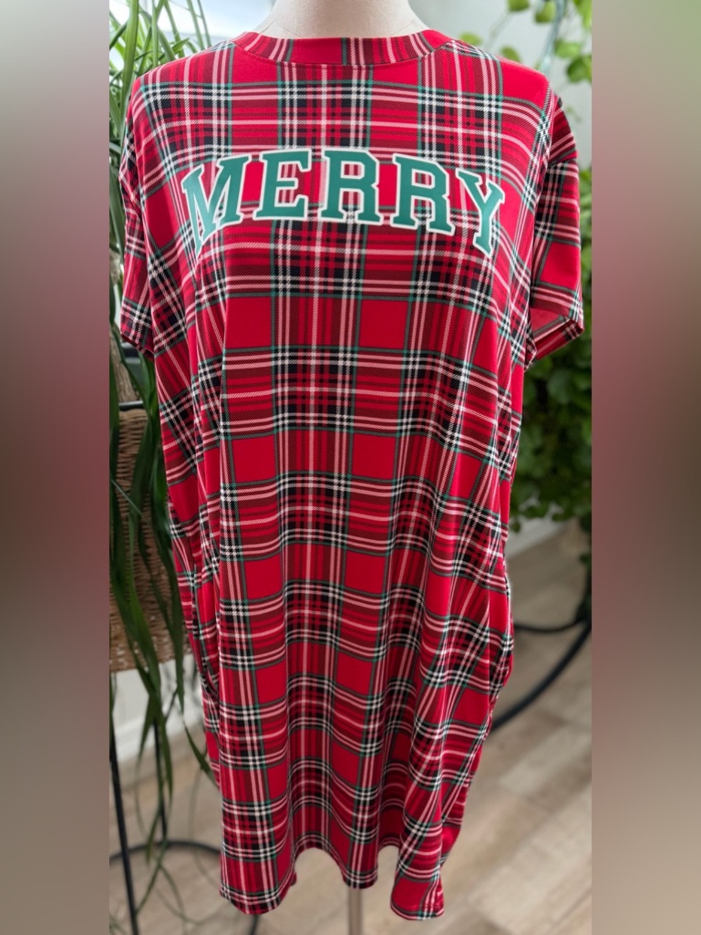 Merry Joyspun Plaid Christmas  Nightgown
